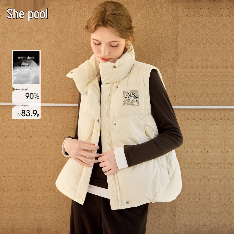 

She Pool Women s Printed Stand Collar Down Vest M