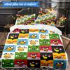 Red Birds Characters Collage 3pcs K-pop music group Bedding set,Ideal for Bedroom, Dormitory,Including Duvet Cover And 2pcs Pillowcases,Fan gifts