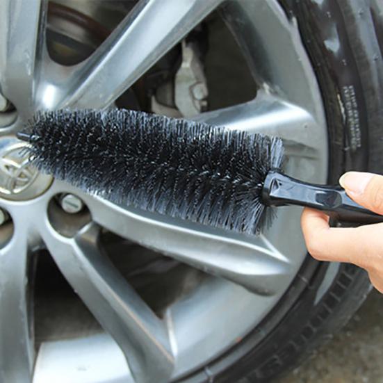 Car Tire Cleaning Brush Angled Spoke Brush Round Wheel Brush for Rim Wheel Cleaning Soft Bristles Non-Scratch Ergonomic Handle Automotive Cleaning
