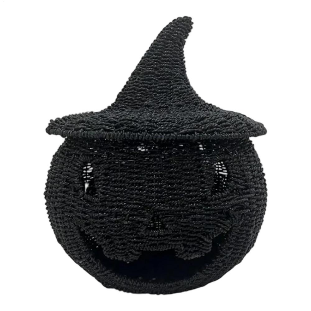 

Halloween Pumpkins Farmhouse Table Ornament Hand-woven Rattan Pumpkin Statue Decorative Festive Crochet Party Arrangement Props чёрный