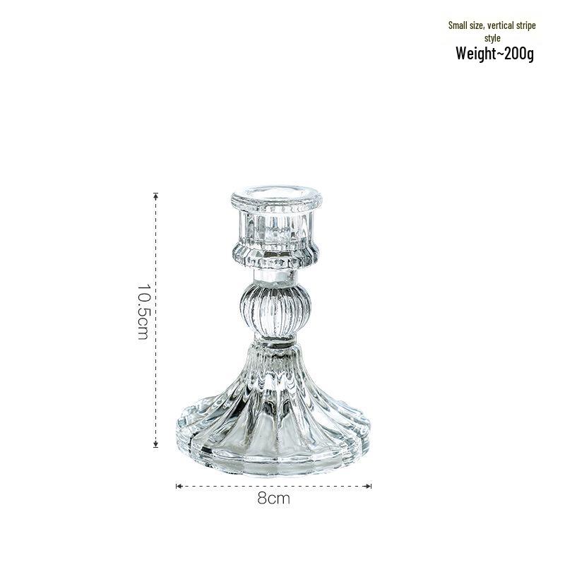 

French Roman Column Glass Candle Holder - Retro Korean Style Ornament for B&B or Coffee Shop Decor