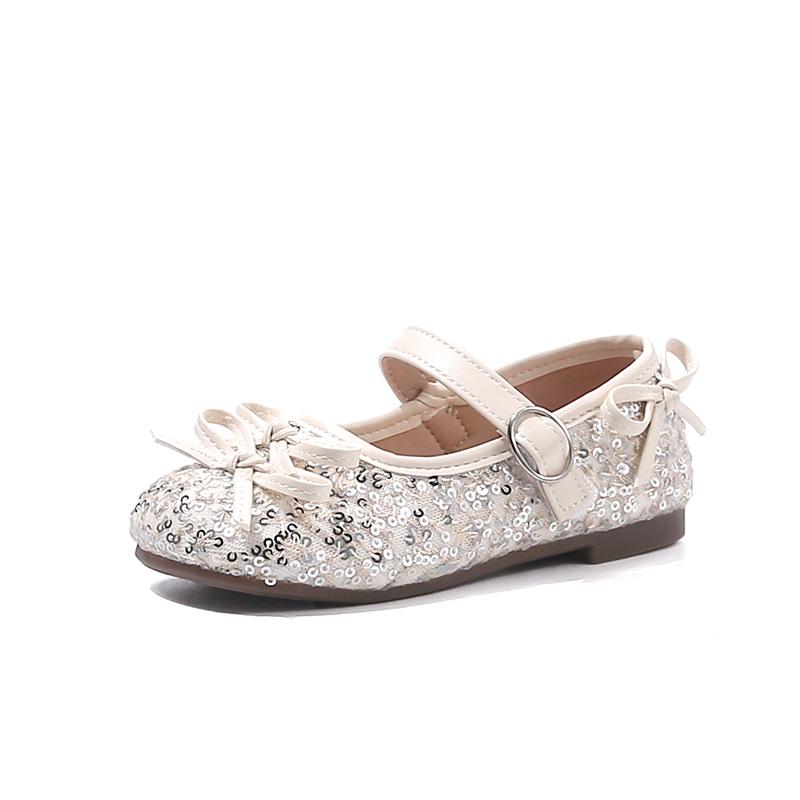

Princess shoes for girls spring and autumn new models sequins soft sole leather shoes; girls shoes 30 белый