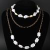 3Pcs Gold Color Baroque Pearl Layered Necklace Set For Women Irregular Pearl Paperclip Chain Chokers Long Y-Necklace Jewelry New