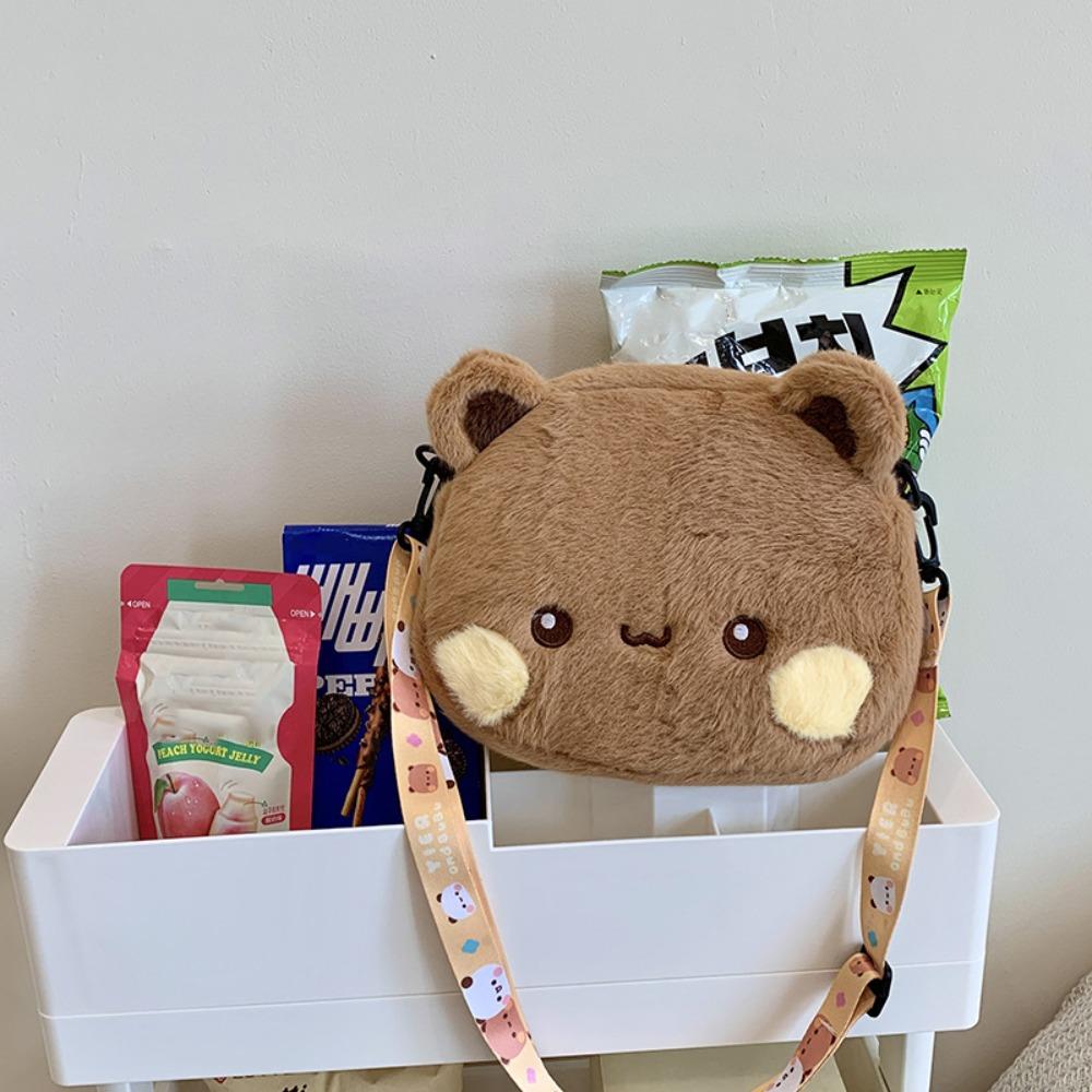Cute Bear Crossbody Bag Kawaii Anime Bear Figure Bag Fashion Versatile Cartoon Plush Shoulder Bags for Women Girls хаки