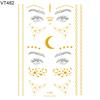 Life Beauty 2Pcs Waterproof Glitter Tattoo Metallic Gold Shiny Sticker Temporary Body Art