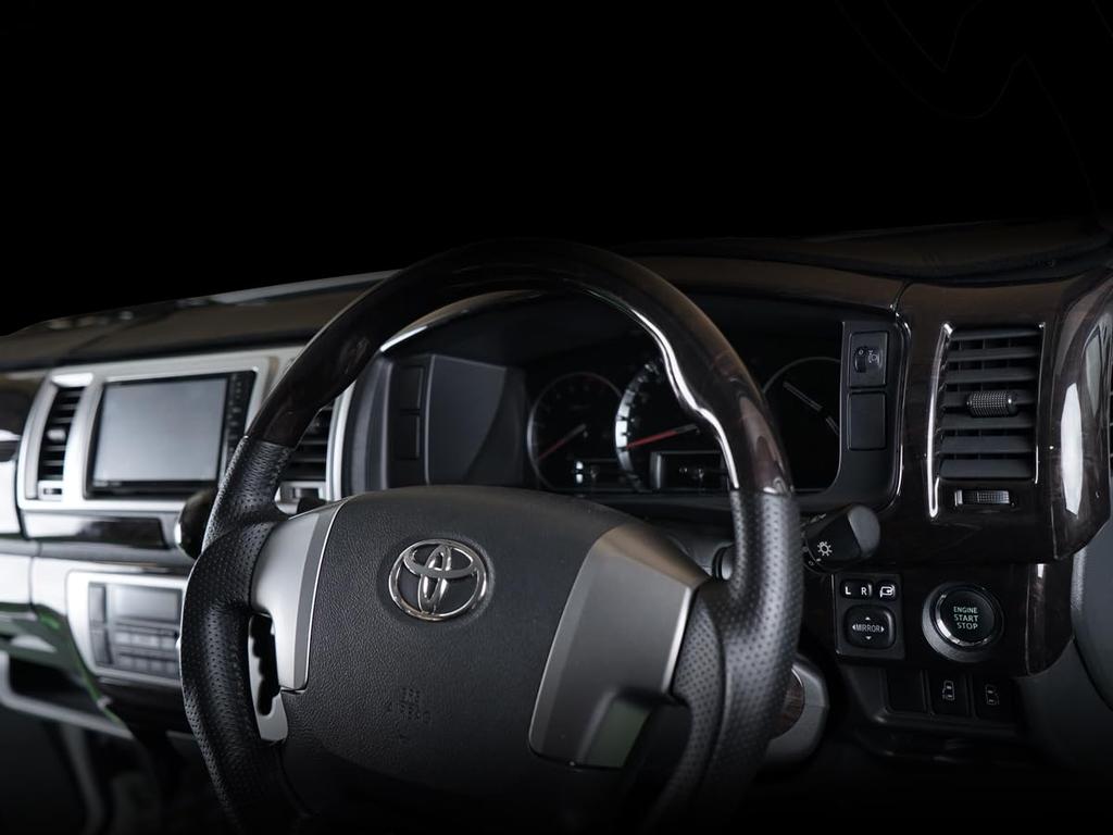 Dark Prime Interior 13 Black Mahogany Wood Grain for Toyota Hiace 200 Series Standard Panel, Panels, (4th, 5th, 6th, 7th, 8th, S-GL, Body)