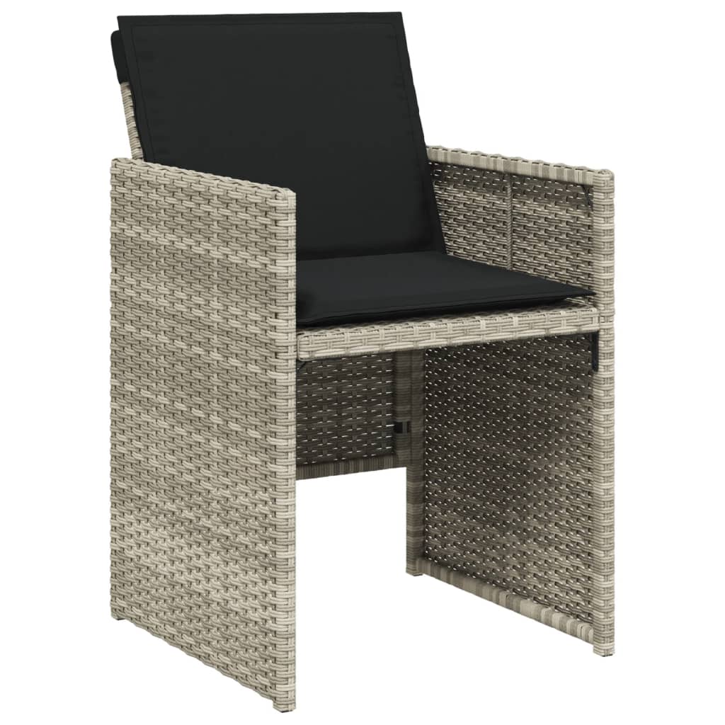 Vidaxl 7-Cz. Garden Furniture Set With Cushions, Grey, PE Rattan