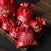 Elegant Wedding Celebration Candy Bags with Sunflower Seeds & Peanuts, No Folding Needed, High-End Drawstring Design, Handheld Cloth Bags.