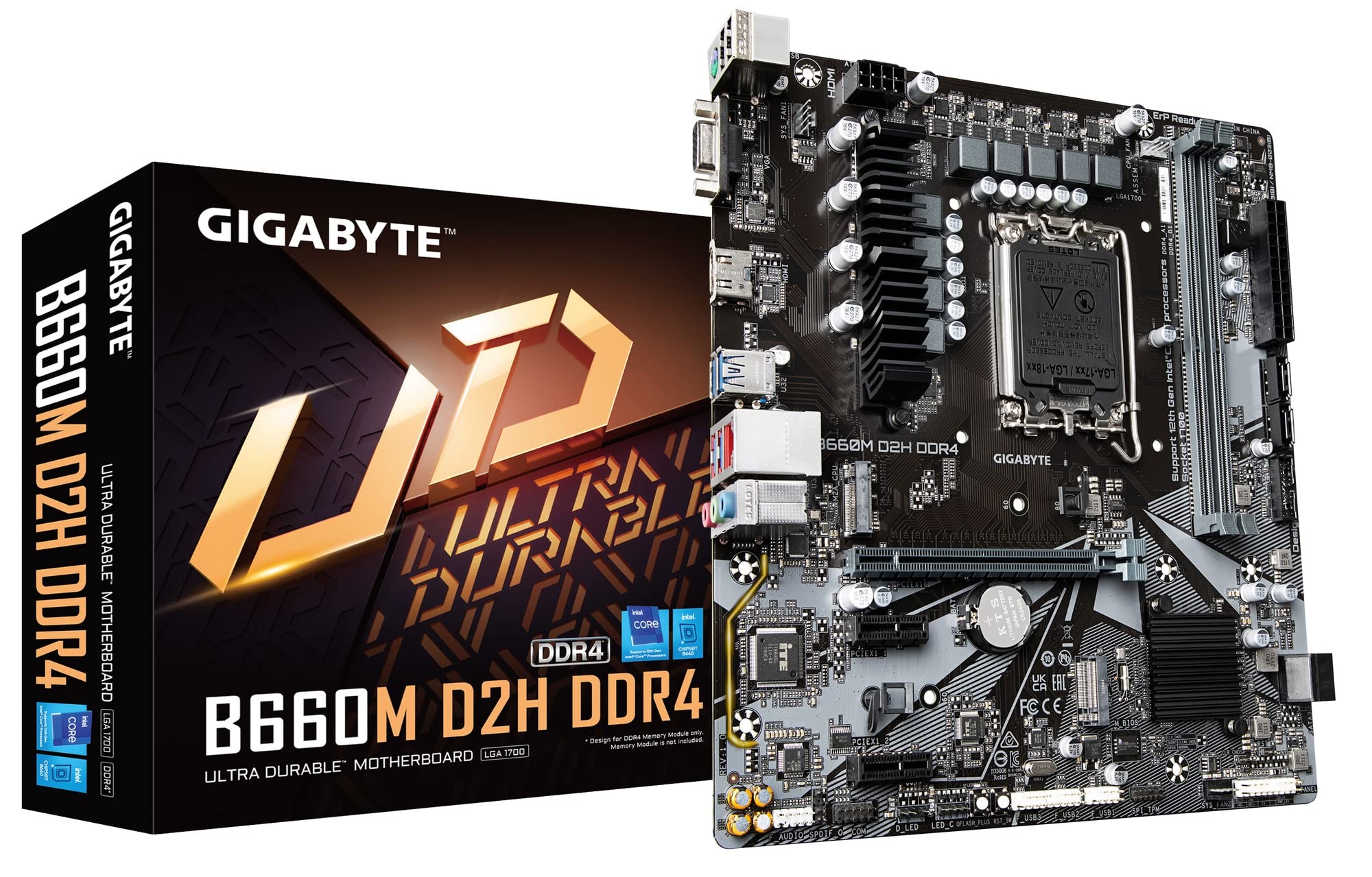 

GIGABYTE B660M D2H DDR4 Материнська плата Intel B660 MB5706 Black Rev.1.0 Micro-ATX [З чіпсетом] чорний