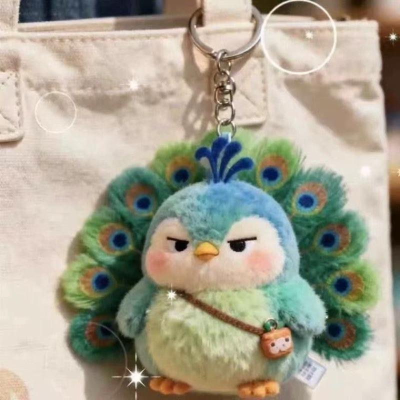 2026 Maillard Green Peacock Plush Doll Creative Cute Backpack Pendant Pull Cool Expression High Value Gift