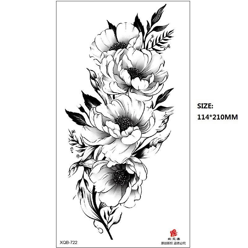 Emmy Black Series Butterfly Rose Flower Tattoo Sticker Set Water Transfer Paper