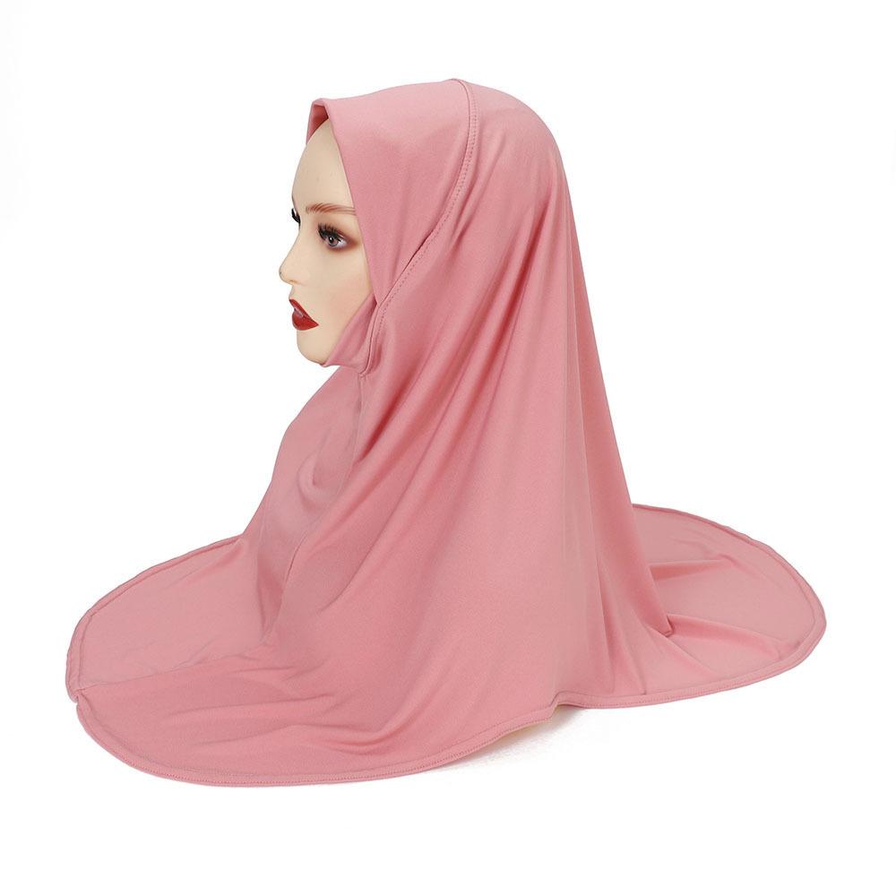 Malay Double Chin Undercap Muslim Women Solid Color Inner Scarf Islamic Instant Hijab Ladies Cap Crystal Hemp Bonnet Hat 80*55cm