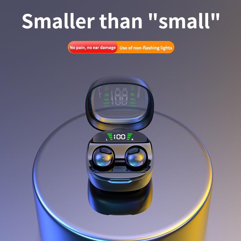 Mini Bluetooth Earbuds, Sleep Comfort, Slim In-Ear Noise Cancelling with Power Display, Long Playtime
