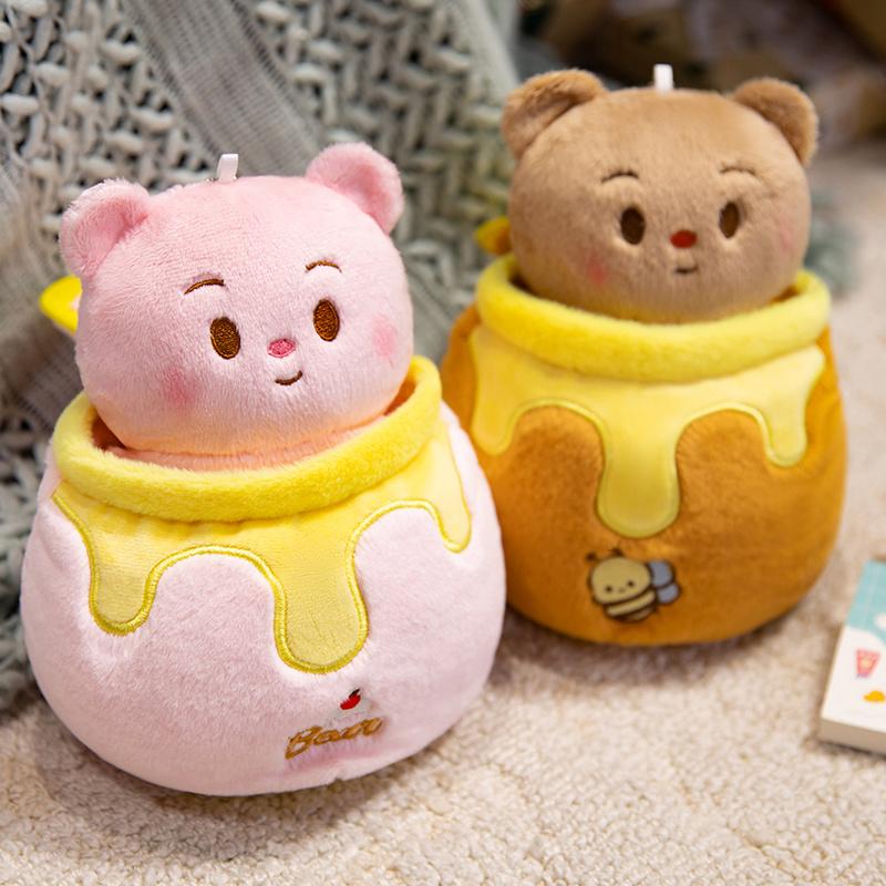 Lovely Honey Jar Bear Plush Toys Stuffed Super Soft Butter Bear Plush Doll Sleep Hug Pillow Creative Decor Birthday Xmas Gifts