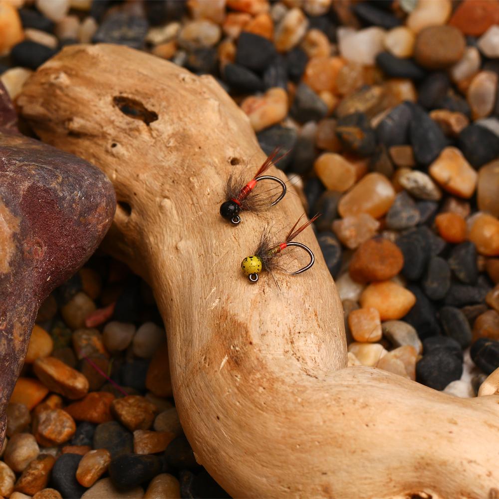 6PCS Jig Tungsten Bead Head Nymph Euro Nymph Fast Sinking Barbless Hook Fly Fishing For Trout Grayling Panfish Insect Baits Lure