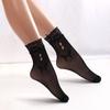 Breathable Fishnet Patterned Ankle Socks for Women Fashionable Hollowout Design with Lace Trim Short Crew Socks Hosiery