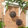 Set of 2 Decorative Artificial Plants, UV-protected Artificial Plant Topiary Rose Balls, Fake Plants for Home Indoor outdoor Decor, 28cm, Purple