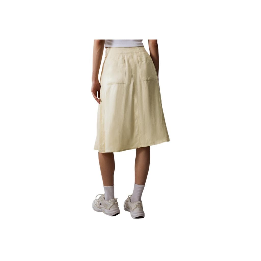 Calvin Klein Lyocell Blend Adjustable Waist A-Line Midi Casual Skirt Women Skirts Bean-Yellow J223351