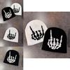 Skull Finger Knit Hat With Warm Acrylic Material For Streetwear Winter Fashion