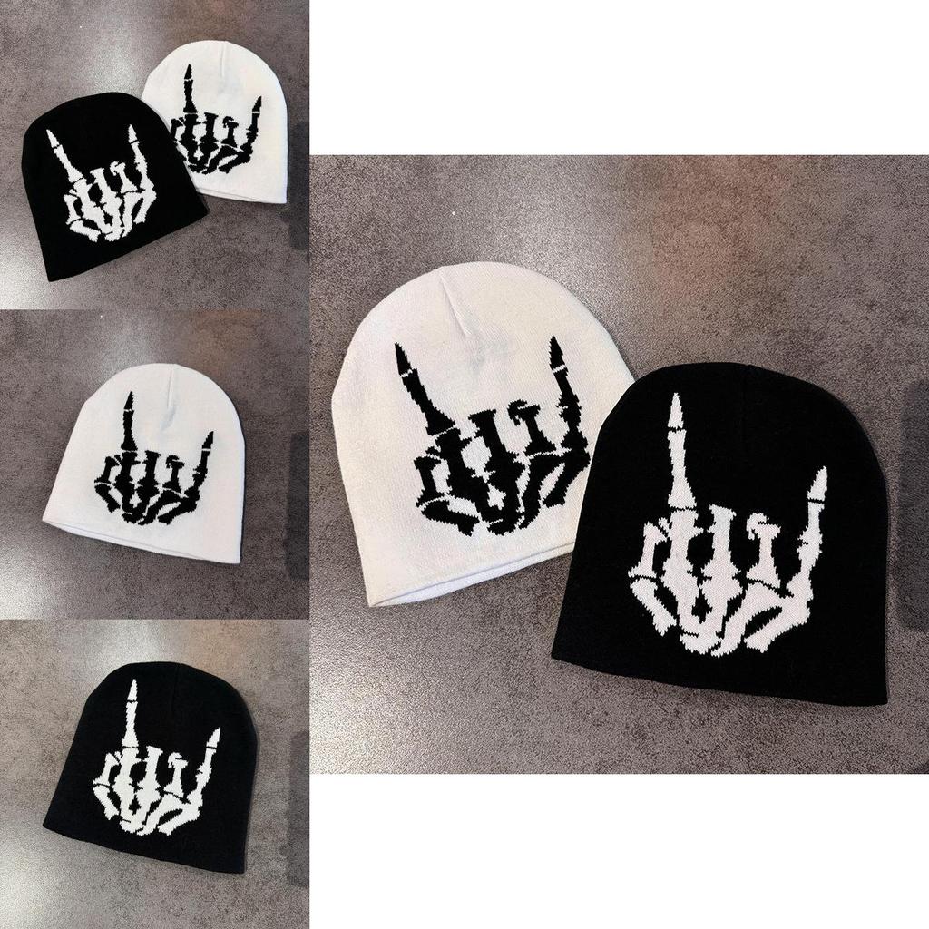 Skull Finger Knit Hat With Warm Acrylic Material For Streetwear Winter Fashion