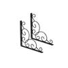 2Pcs Iron Shelf Brackets Floral Pattern Wall Mounted Triangular Support Brackets Vintage Decorative Heavy Duty for Home Black