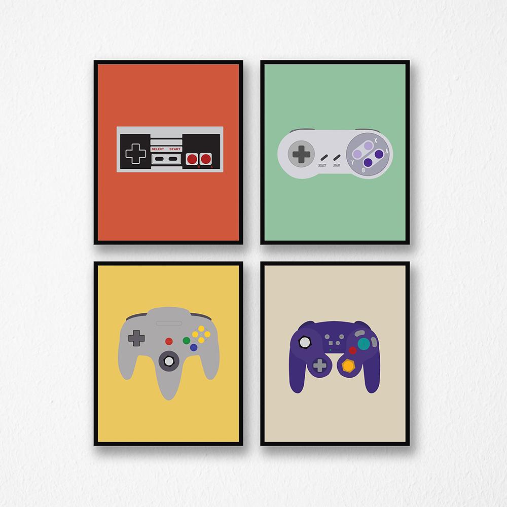 Gaming Boys Wall Art Pictures Video Game Controllers Posters and Prints Gamer Gift Canvas Painting E-Sports Room Kidroom Decor