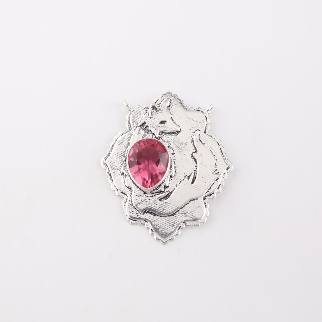 Pink Tourmaline Gemstone 925 Sterling Silver Jewelry Pendant1.29" For Women Gift CP-32-2