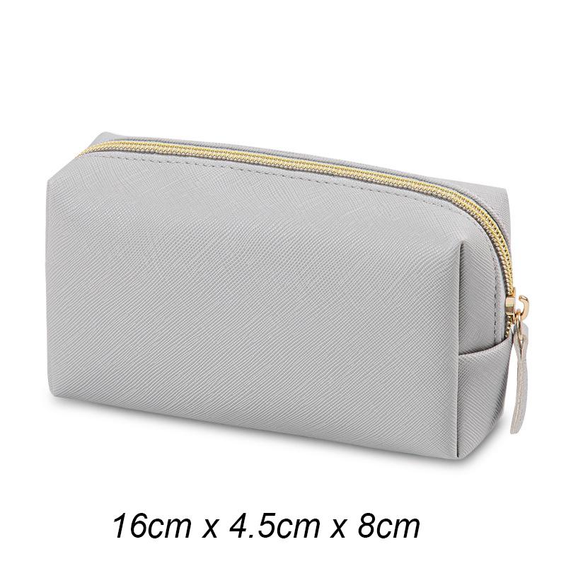 Solid Color Makeup Pouch Women Cosmetic Bag Waterproof PU Leather Travel Portable Wash Toiletry Storage Bag Organizer Purse