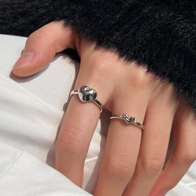 Adjustable Open Heart Ring: Women's Stylish Stackable Hip Hop Index Finger Jewelry