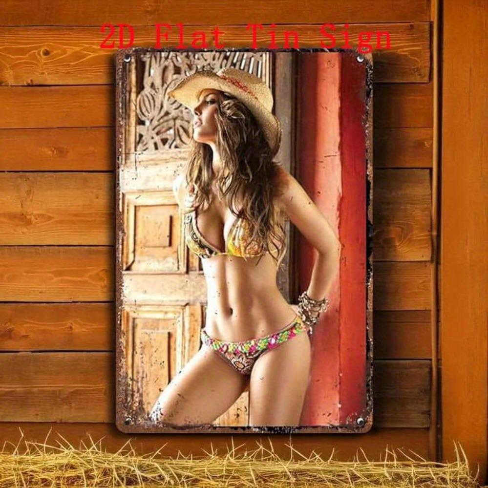 SUBAKBANDHA Sexy Metal Poster 8x12 Inch Retro Wall Art - Easy To Hang Decor For Home Bar Club Garage Man Cave Bathroom