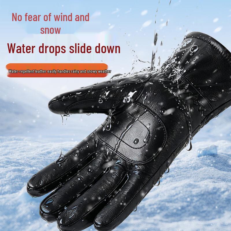 Bingrong Winter Motorcycle and Electric Bike Leather Gloves