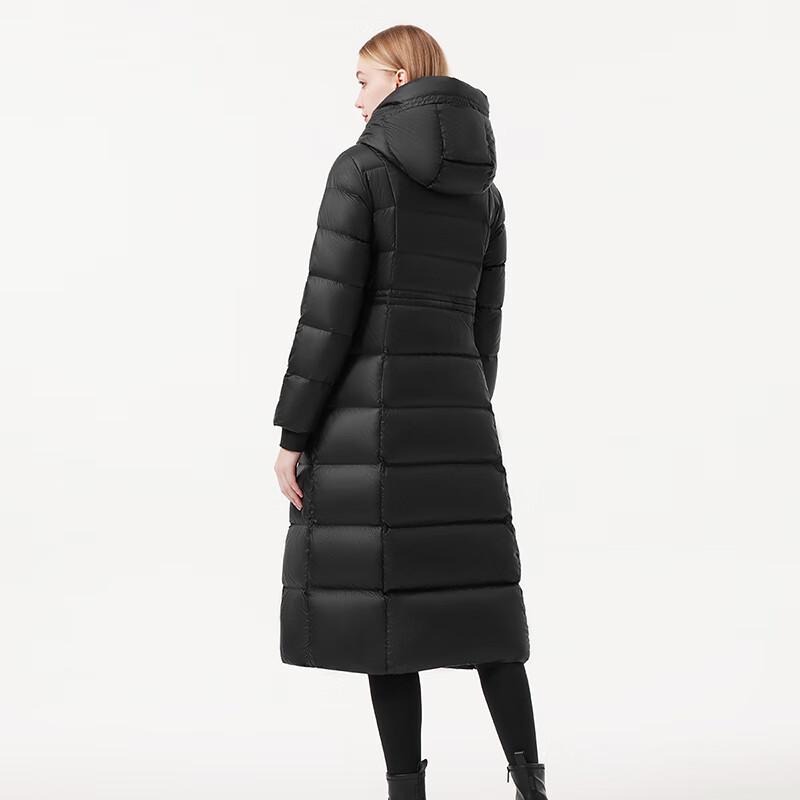 TANBOER Women's Long Hooded Slim-Fit Belted Goose Down Jacket 550892Z