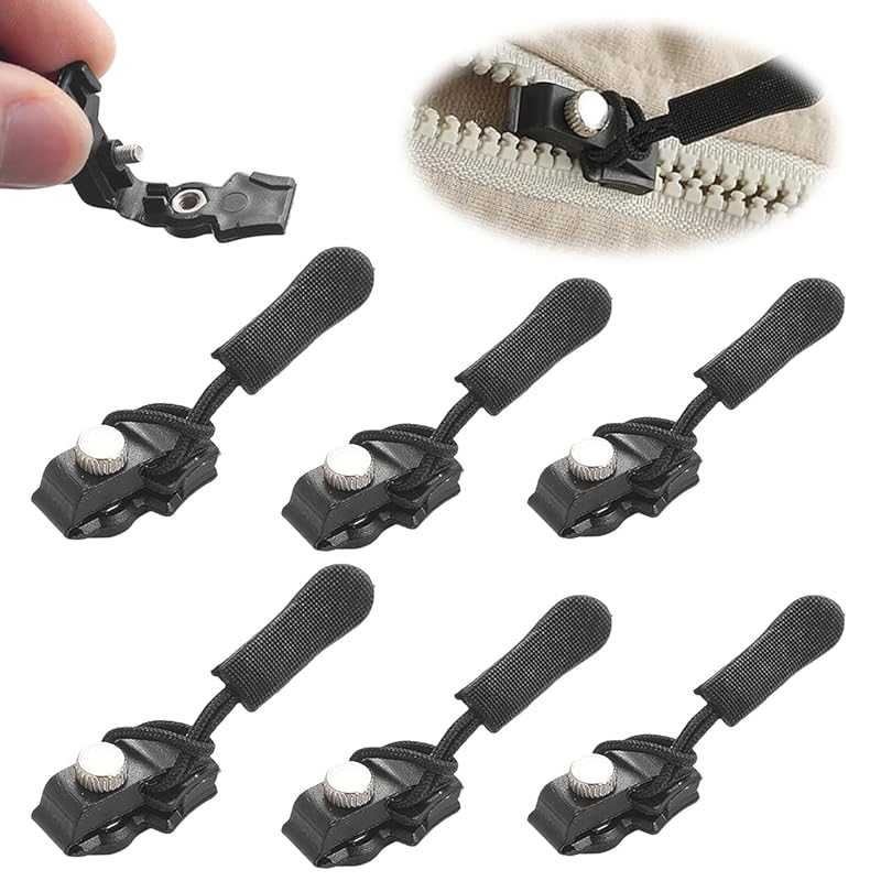 

UrbanPulse fastener repair zipper repair kit [6 pieces in 3 sizes large/medium/small] zipper pull multifunctional zipper head durability sewing for