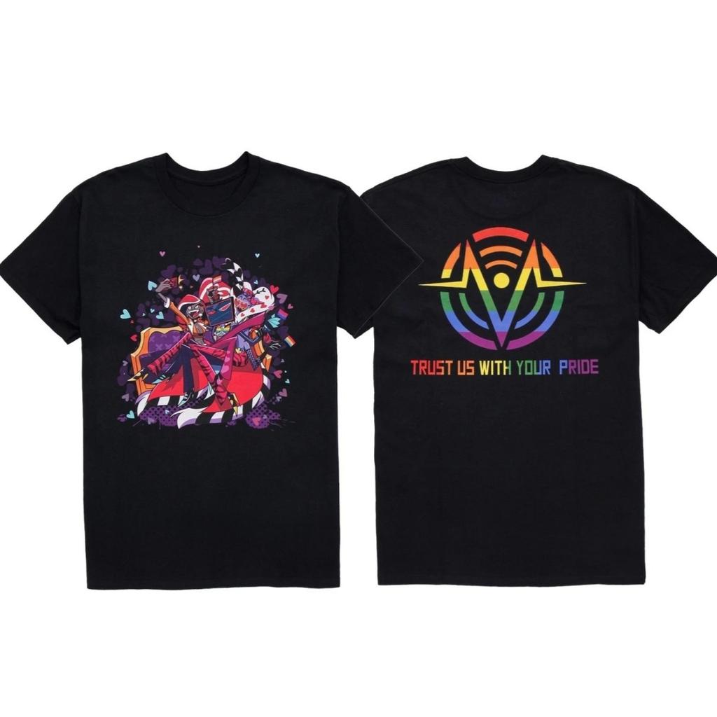 Fit Hazbin Hotel Alastor What Now Jumbo Print Charcoal Women's T-Shirt Unisex Graphic Cotton Tee Printing High-end Luxury Unisex Style