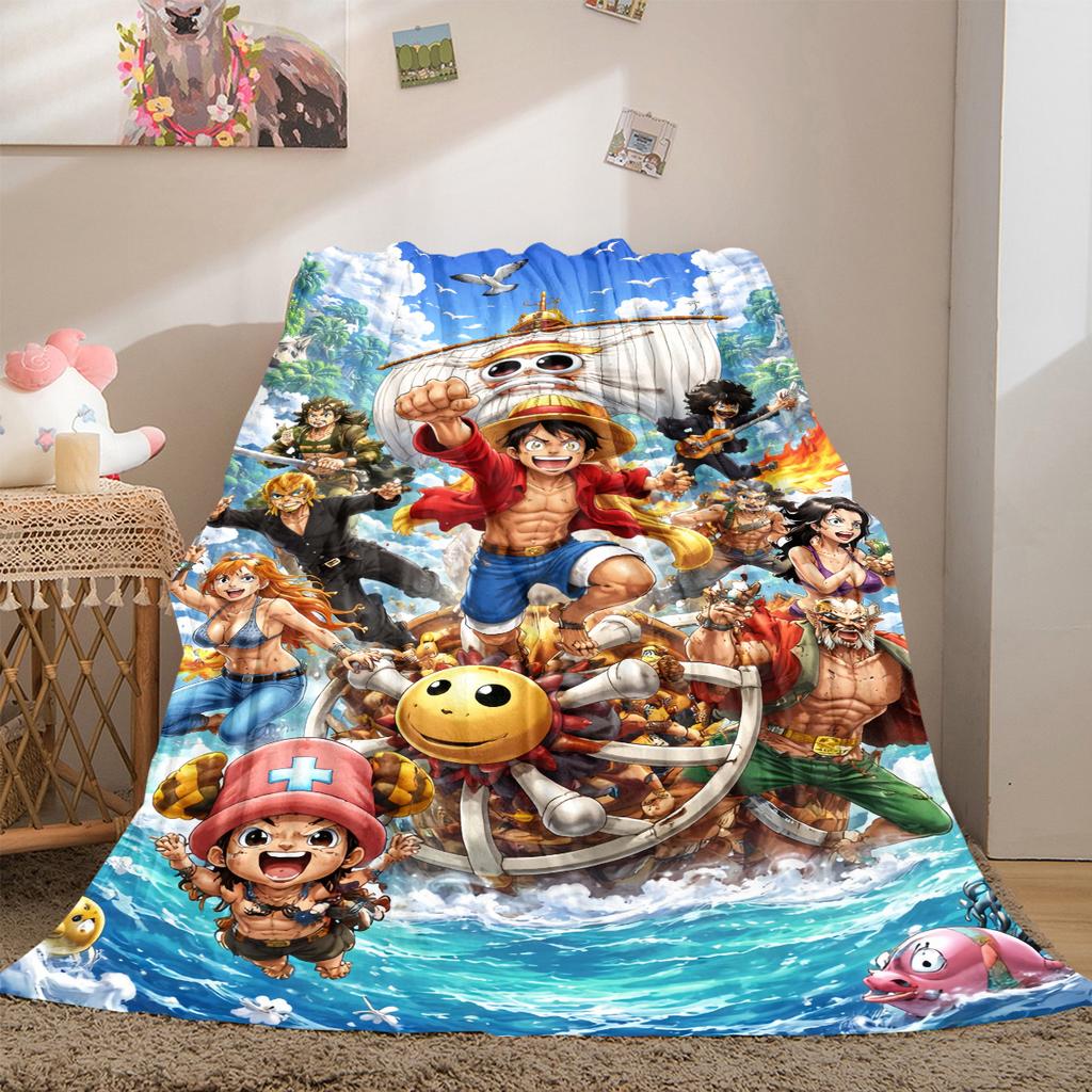 Nami Luffy Zoro Sanji Flannel Lightweight Blanket Home Decor Sofa Bed Travel Cover Family Gift For All-Season LXR152