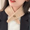 Thickened Wool Knitted Scarf Windproof Women Winter Neckerchief Casual Cross Neck Warmer  Couple