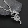 NUOYA Fine Jewelry Iced Out Dragon Design Pendant Silver Plated Chinese Dragon Charm Pendant Unisex Rapper Jewelry