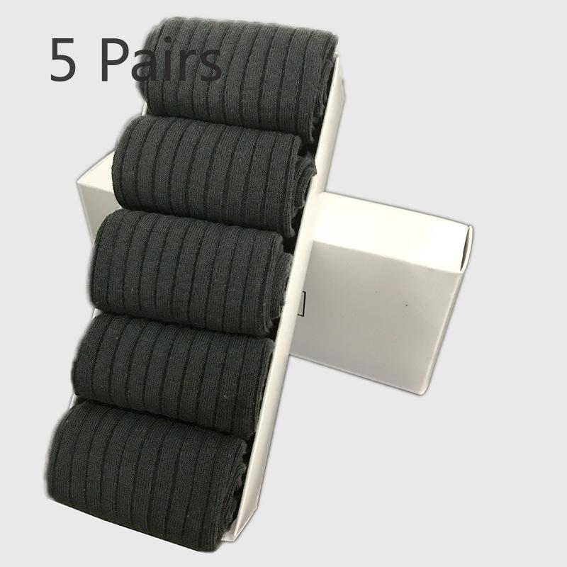 5 Pairs of Men's Spring and Autumn Striped Cotton Box Commercial Tube Socks
