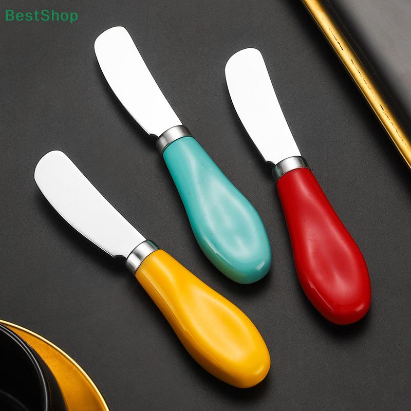 Ceramic Handle 304 Stainless Steel Cheese Knife Butter Bread Jam Cream Spatula Cake Scraper