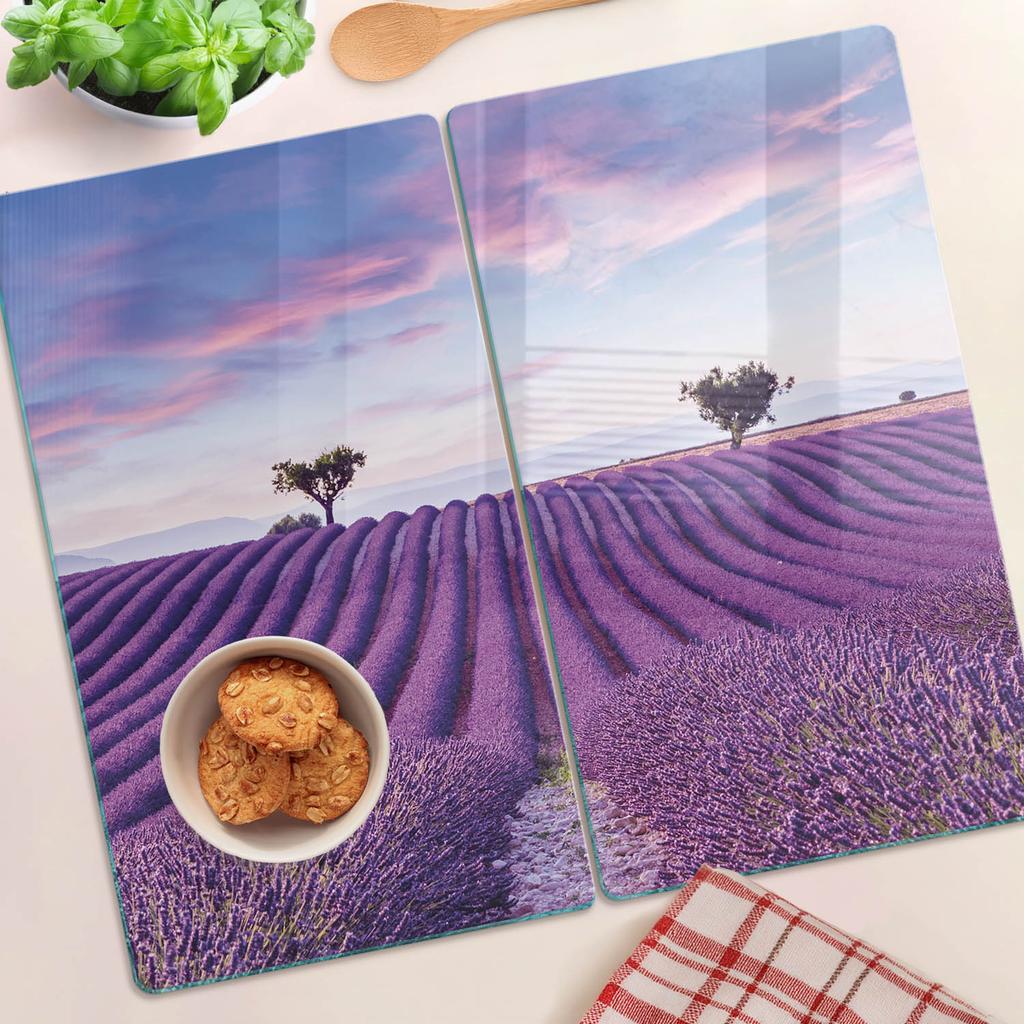 Deski Kuchenne Szklane Do Serwowania Z Grafiką Pole Lawendy 2X30X52 Cm