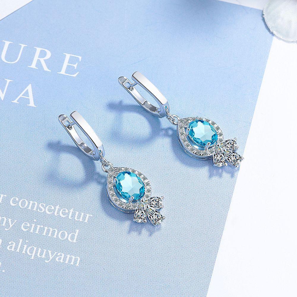 925 Sterling Silver Simple and Fashionable Micro-inlaid Diamond Water Drop Earrings Wedding Anniversary Party Gift