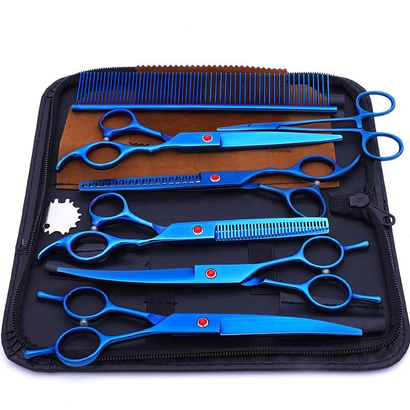 Professional Stainless Steel Pet Grooming Scissors Set Dogs Thinning Trimming Detailing Tools 5-Piece Kit With Optional