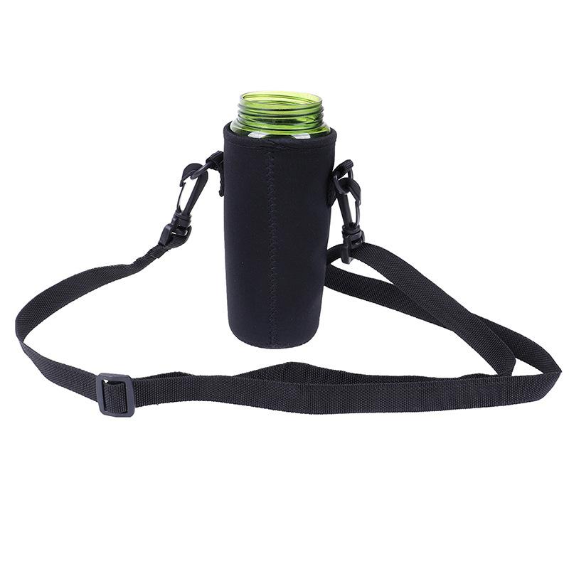 2000ML Water Bottle Cover Carryall Pouch w/Strap Neoprene Water Bottle Carrier Insulated Carryall Pouch Holder Shoulder Strap Black