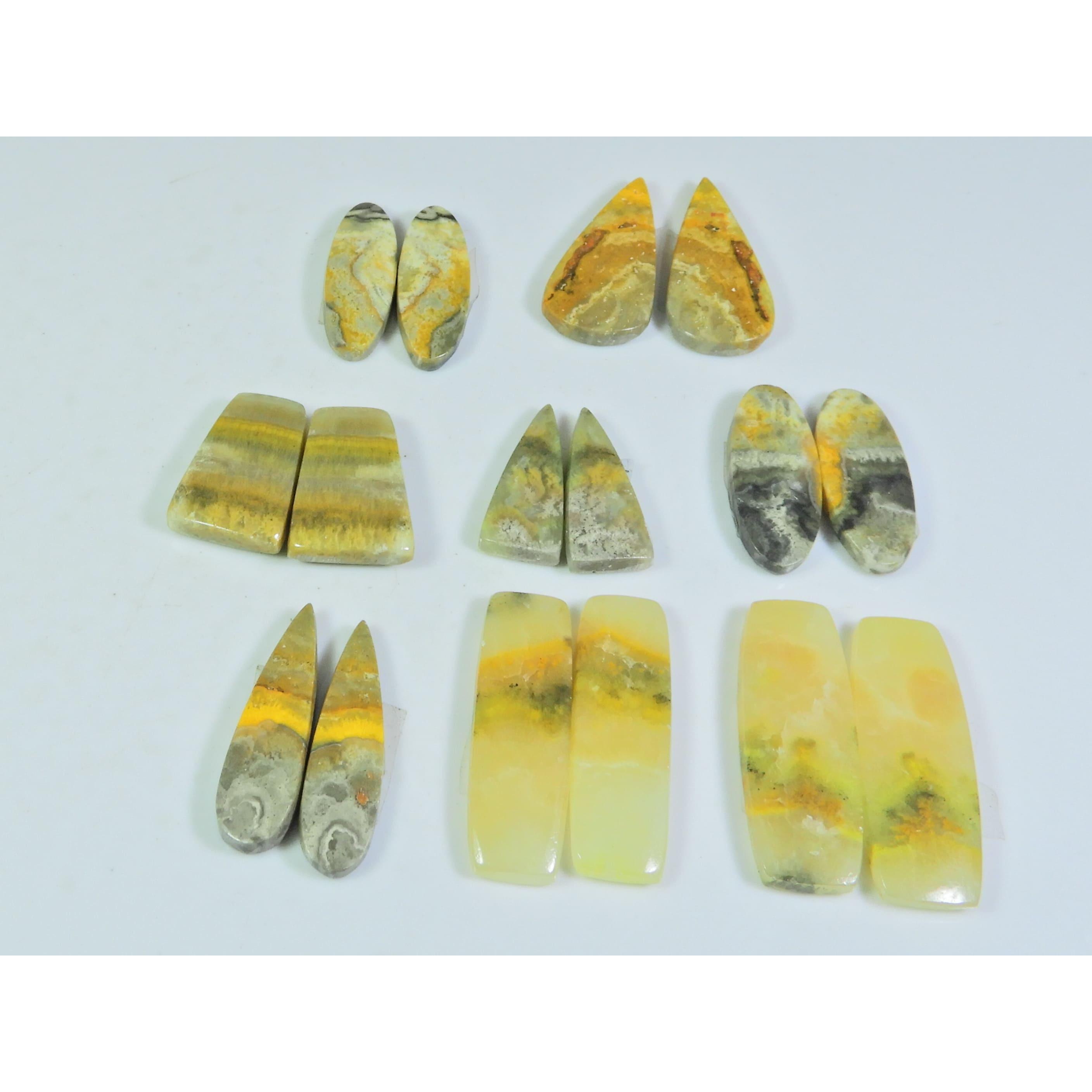 

131Cts. Натуральный парный яшма шмеля микс кабошон россыпной драгоценный камень лот 8 пар C-133