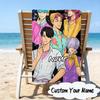 Custom Name KPop Cartoon Microfiber Beach Towel Super Soft & Absorbent for Bath, Beach, Travel  Bath Time Accessory, Fan Gifts