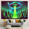 Psychedelische UFO-Wandteppich Außerirdischer Wald Galaxie Wandbehang Ästhetischer Hintergrundstoff für Schlafzimmer Wohnheim Heimdekoration