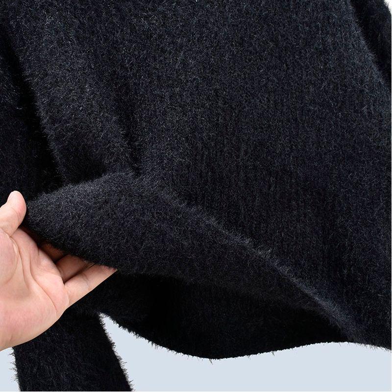 Round Neck Loose Short Long Sleeve Idle Style Imitated Mink Fluff Knitting Sweater Pullover Autumn Women Top