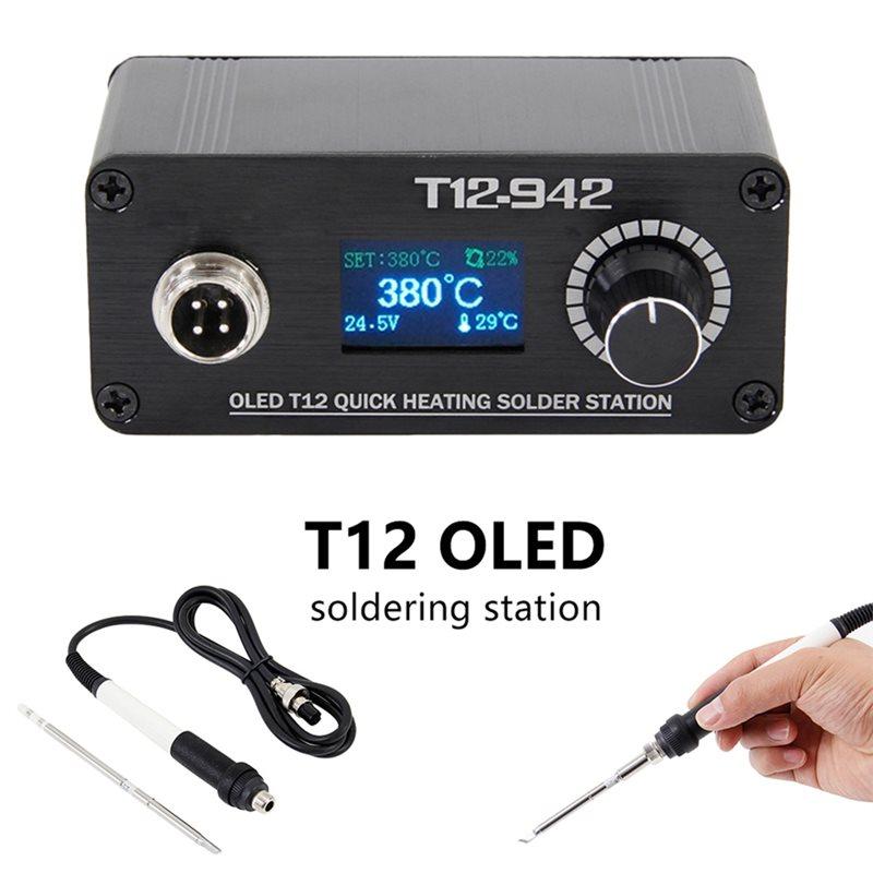 ABWR-MINI T12-942 Soldering Station OLED Display DC Powered Portable Welding Iron DC24V 3A Power Supply Included Version