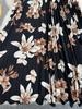 Women's Versatile High Waist A-Line Floral Pleated Midi Skirt
