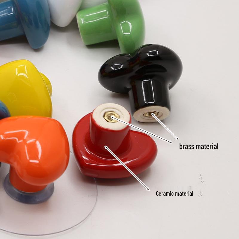 Colorful Heart-Shaped Ceramic Drawer Handle